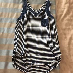 Navy Blue Striped Tank Top